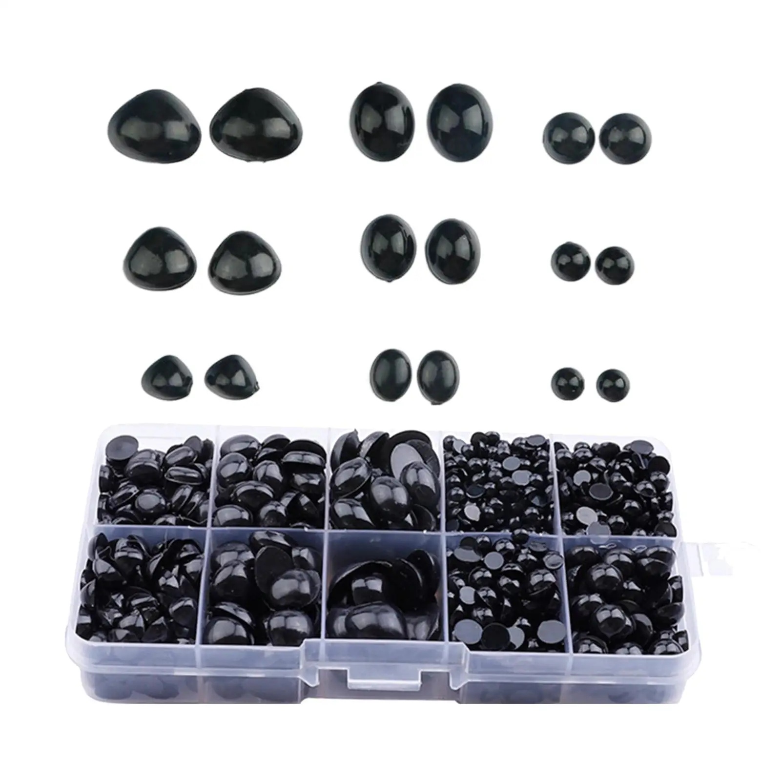 1000x Plastic Safety Eyes and Noses DIY Crafts Decoration Craft Doll Eyes for Puppet