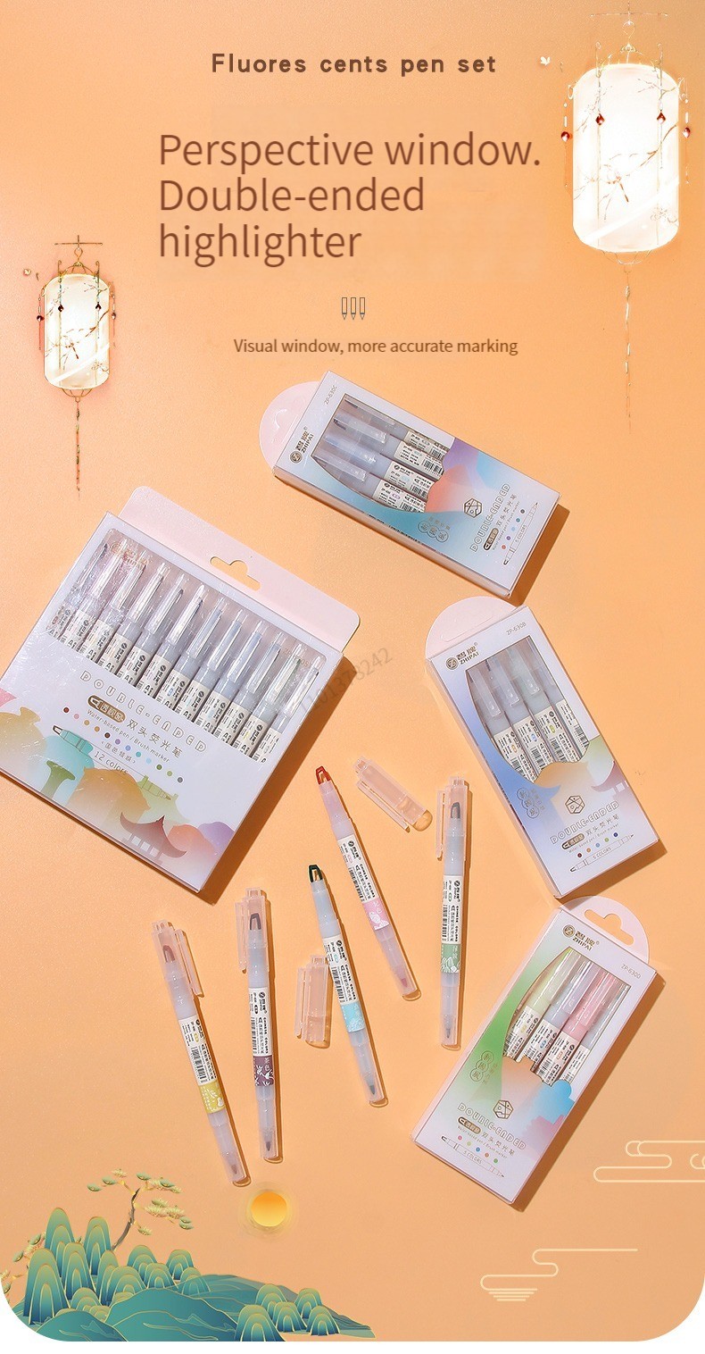 ZhiPai 5 Stück/Set Textmarker mit doppelter Spitze, Kawaii, farbige Manga-Marker, Pastellfarben, Scrapbooking, japanisches Schreibwaren-Schulmaterial – Detail 2