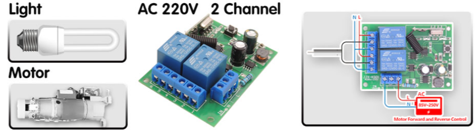 433MHz, DC, 12V, 1CH, Módulo Receptor de