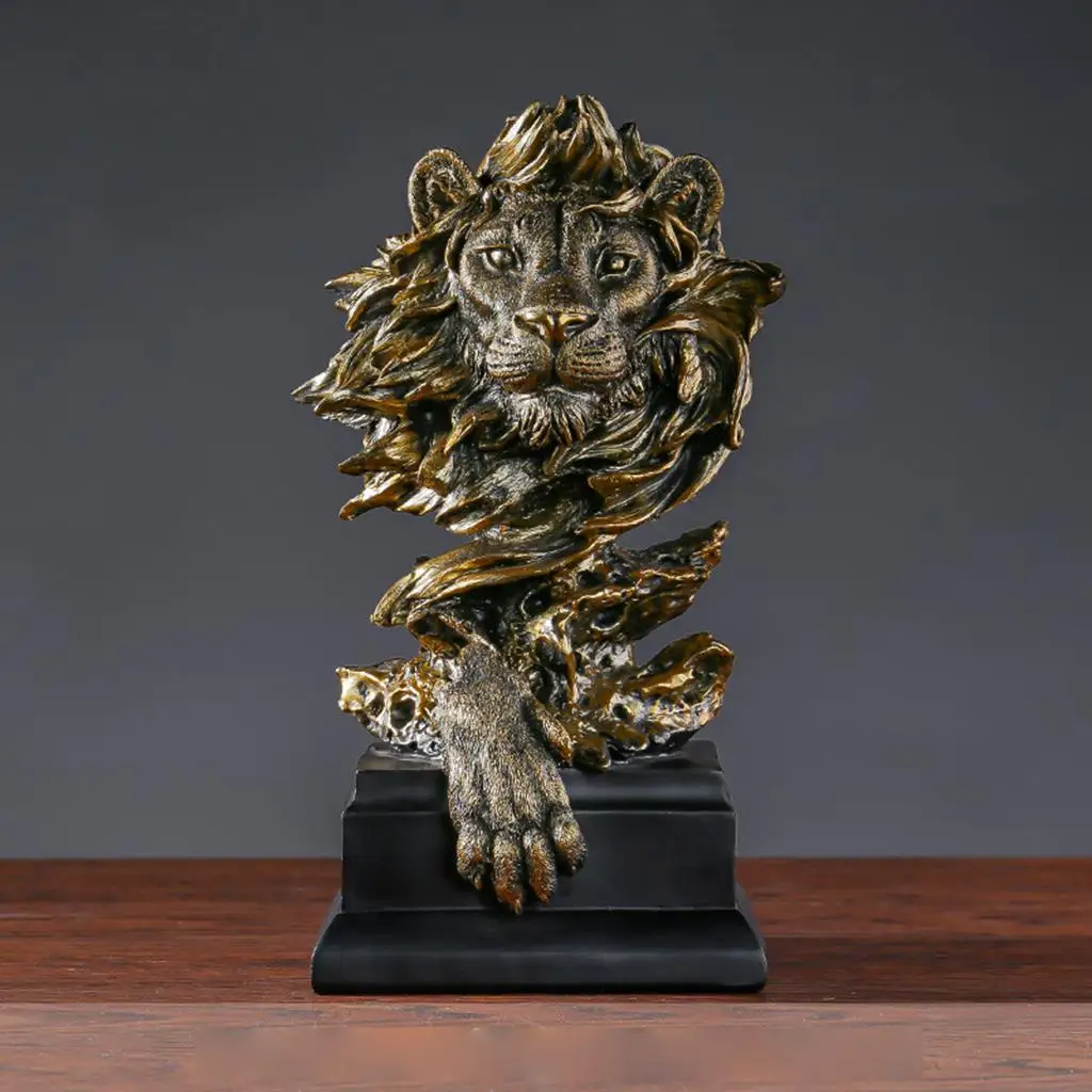 Lion Statue with Base Craft Animal Collectible Figurine Ornament  Tabletop Shelf Cabinet Arrangement  Bookcase Ornament