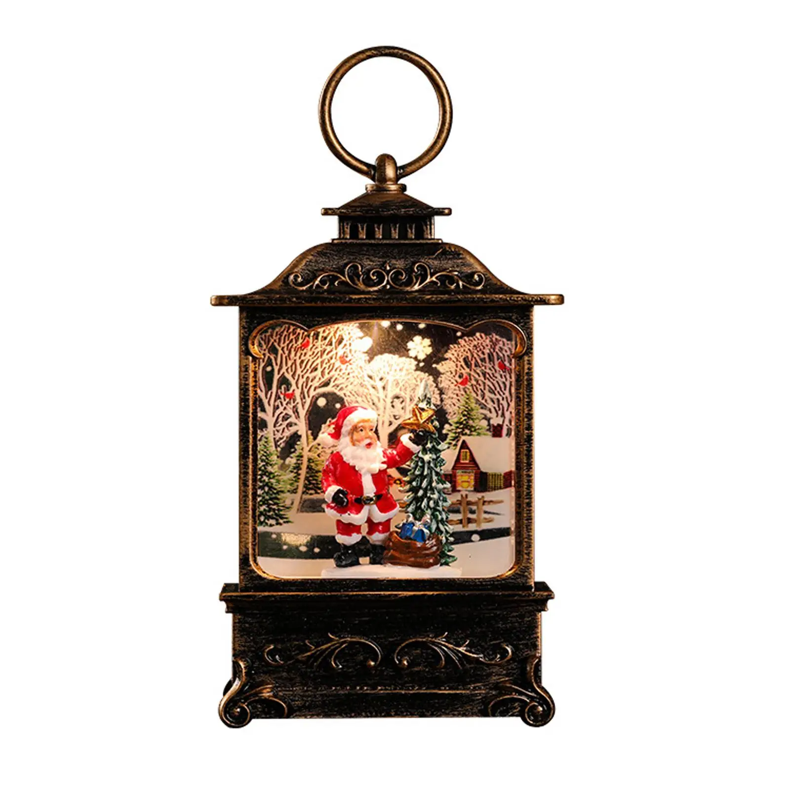 Hanging Christmas Lantern Xmas Decorative Lamp Festival Ornament for Christmas Tree Home Fireplace Decor