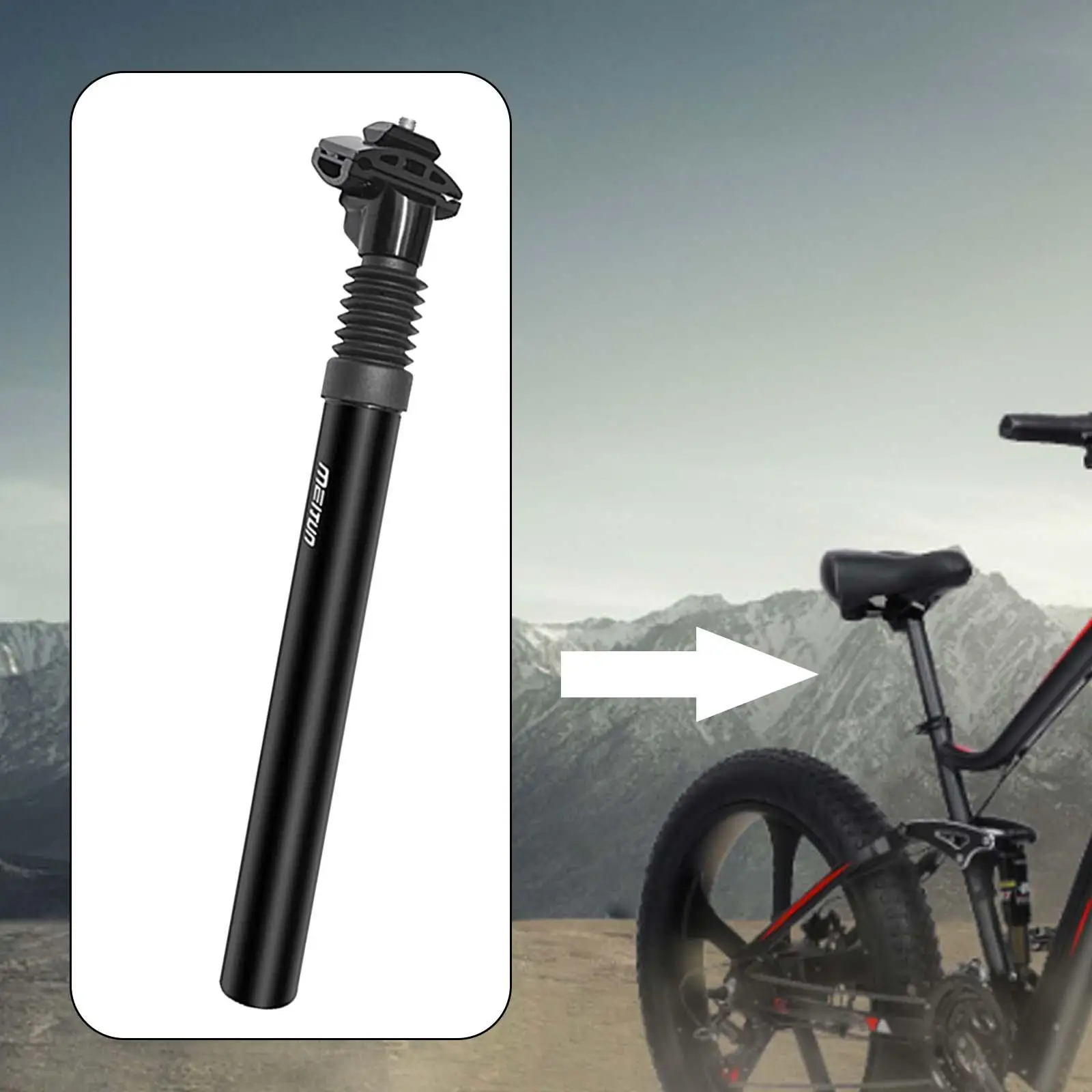 Bike Suspension Seatpost, Bicycle Seat Post, Shock Absorber, 350mm Damping Alloy Seat Tube Pole for Road Bikes, Universal