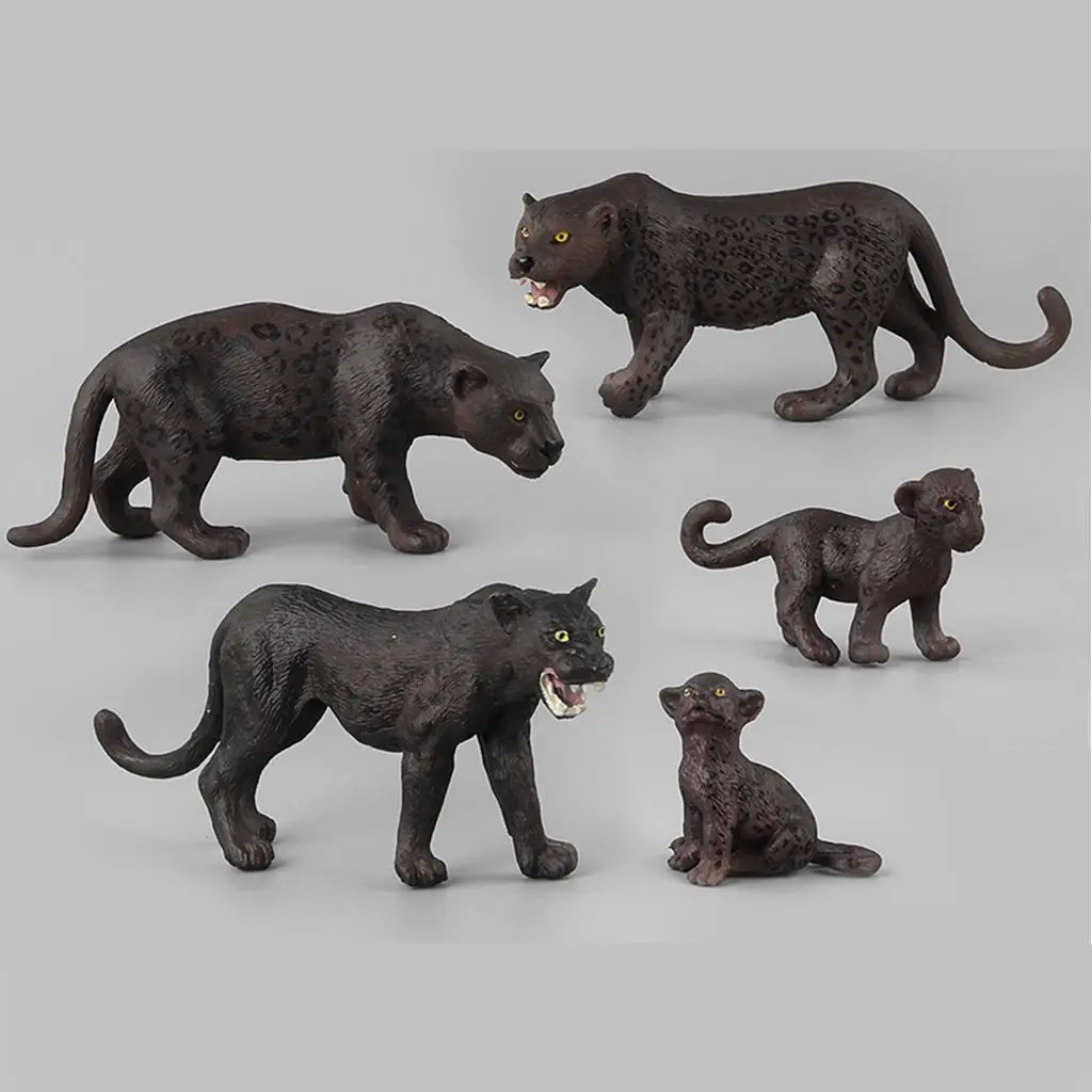 Simulation Black Leopard Animal Model Action Figures toy for kids Collectible