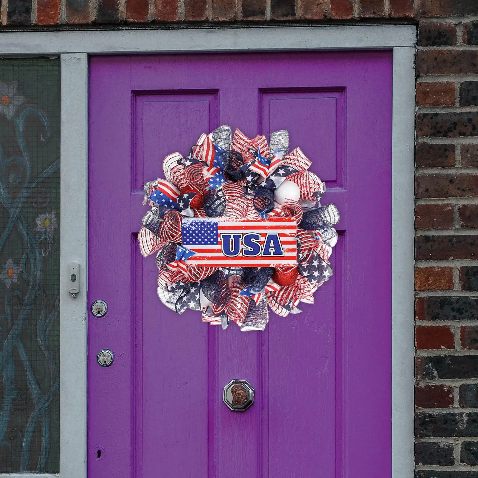 Independence Day Wreath Memorial Day Hanging Patriotic Door Wreath American Patriotic Wreath for Home Window Party Wall Ornament