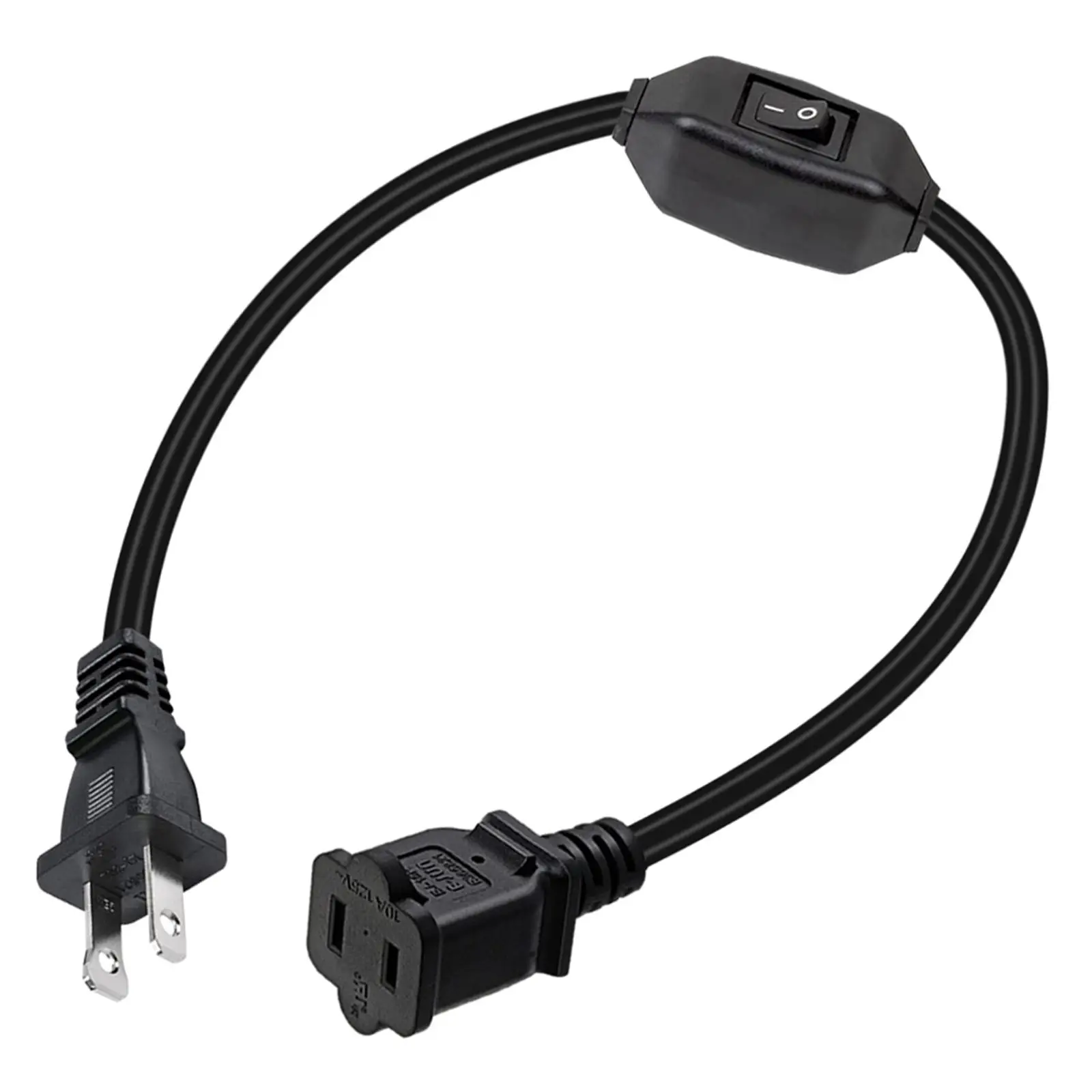 32cm Extension Cord, 2 Prong ,US, 13A 125V on/ off, Durable, Power Supply Cord, for Fan Lamp