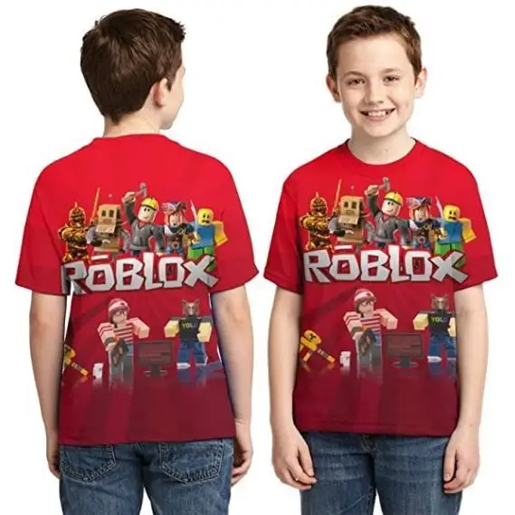 Cartoon Game Anime Peripheral ROBLOX Virtual World Short-sleeved T-shirt  Men's Trend Splicing Loose Half-sleeved Clothes