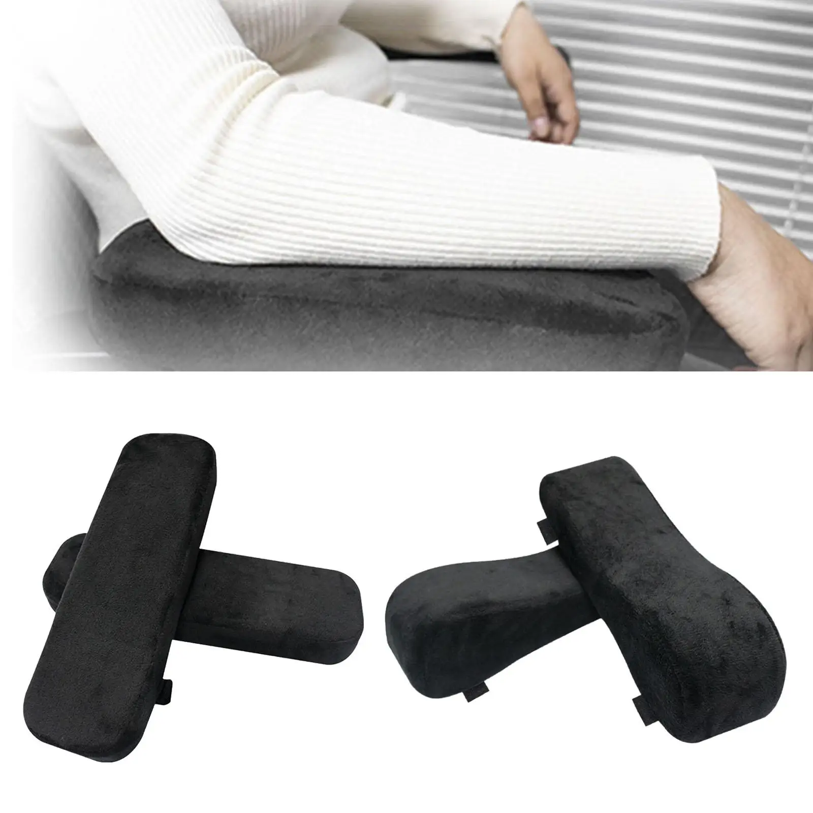 Set of 2 Chair Armrest Pad Memory Foam Easy to Attach Cushions Pad Elbow Arm Rest Cover for Office Chair Gaming Chair