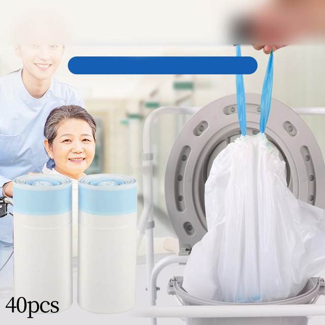 Commode Liners Toilet Bags Universal Drawstring Bag Commode Chair Disposable Large Strong for Elderly Travel Camping