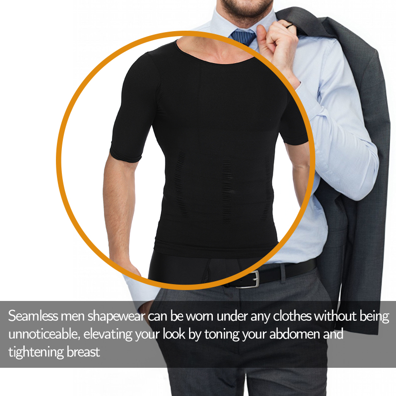 Description Picture 5 of itemCompression Slimming T-shirt Men Body Shaper Waist Trainer Fitness Vest Fat Burn Chest Slim Shirt weight loss shapewear