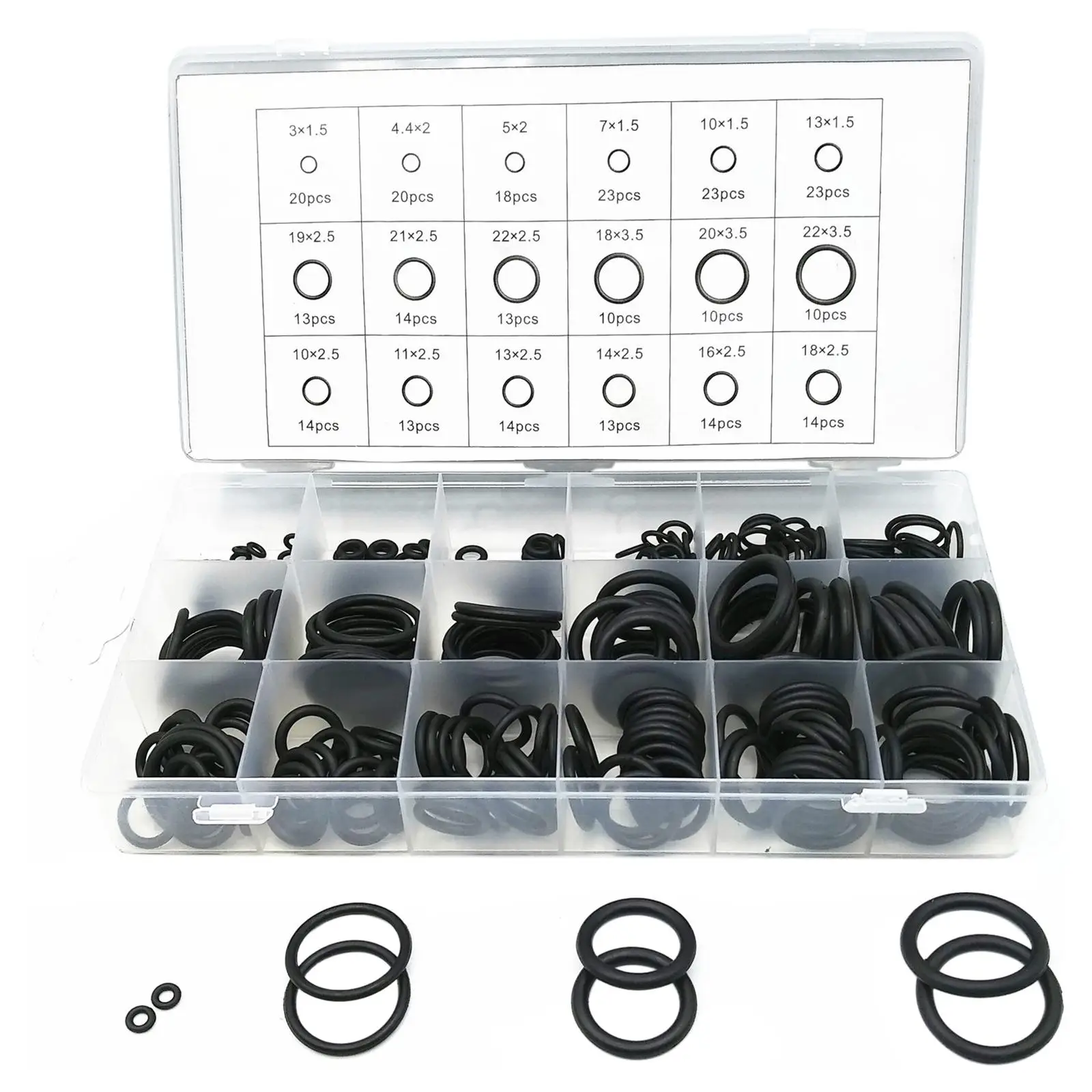 279 Pieces Rubber O Ring Assortment Kit 18 Different Sizes Electrical Wire Gasket Washer Set Round Fit for Automobiles Plumbing