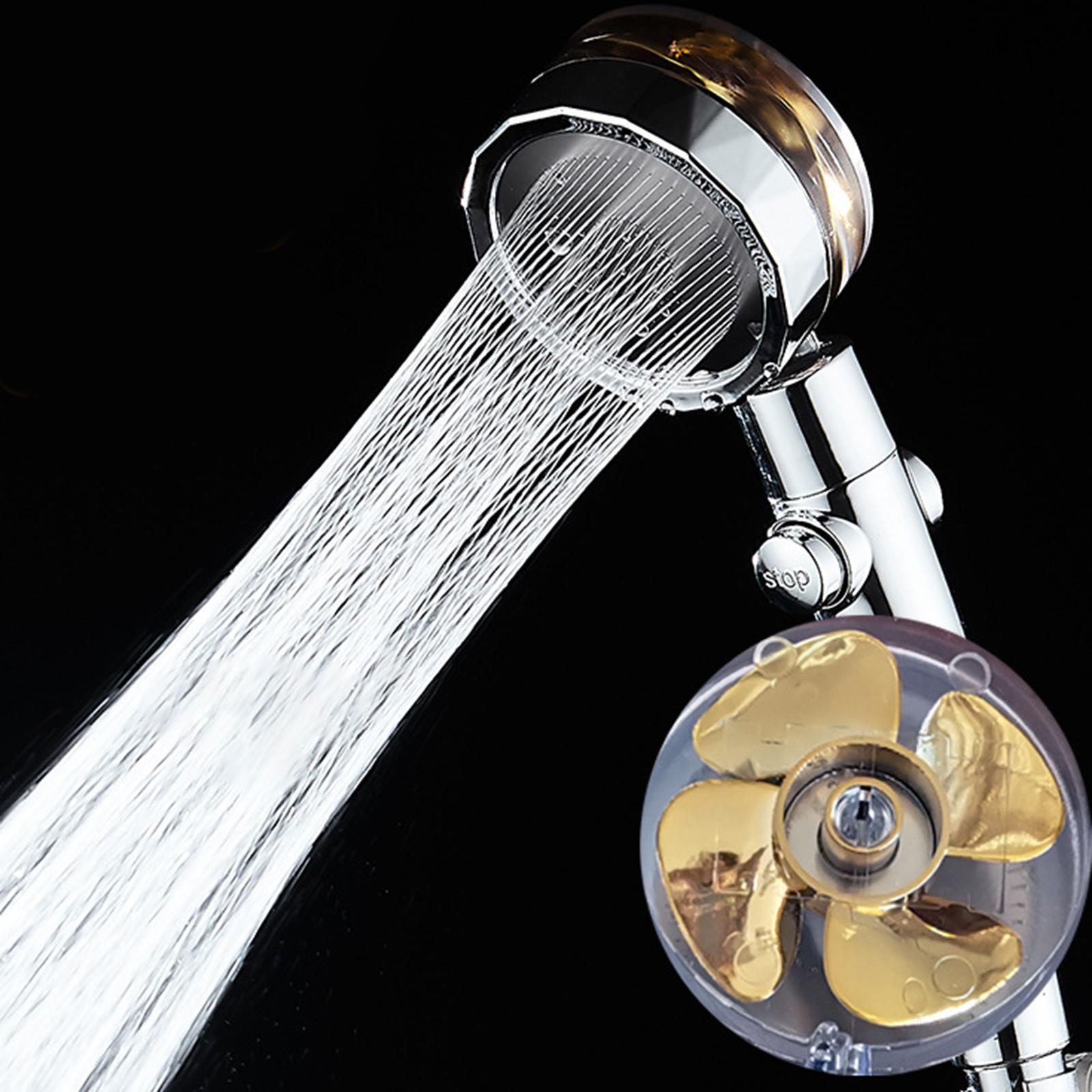 1 Piece Shower Head Rotating with Small Fan Bathroom Accs Easy Install Replacement 3 Modes Handheld Toilet Sprayer