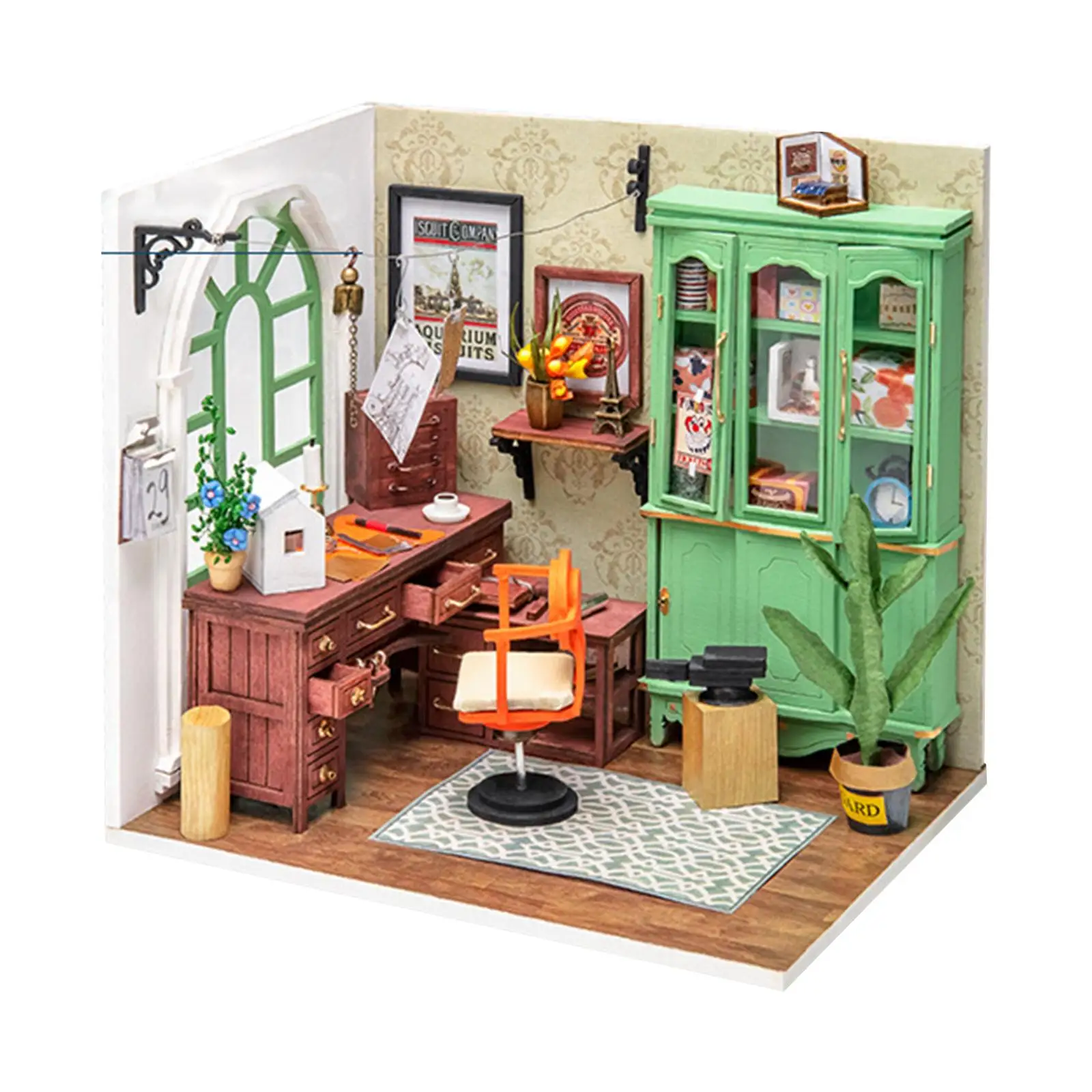 DIY Handcraft Creative Miniature Doll House with Furniture Plants Kit LED  Building Kit for 