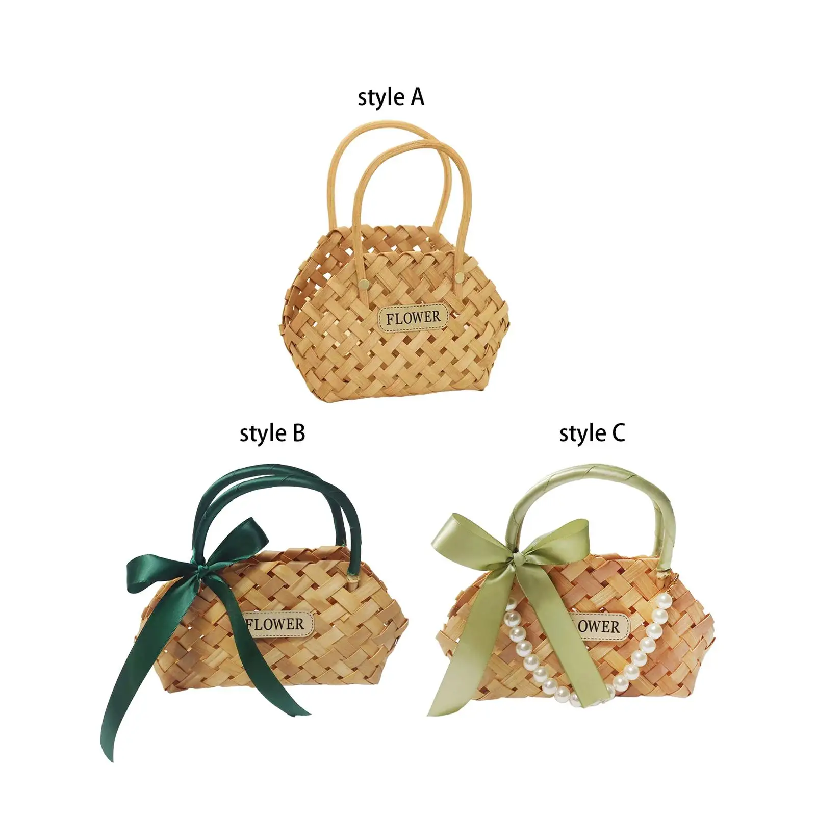 Flower Girl Basket Birthday Gift Hand Basket Storage Basket with Handle for Bread Vegetable Fruit Wedding Countertop
