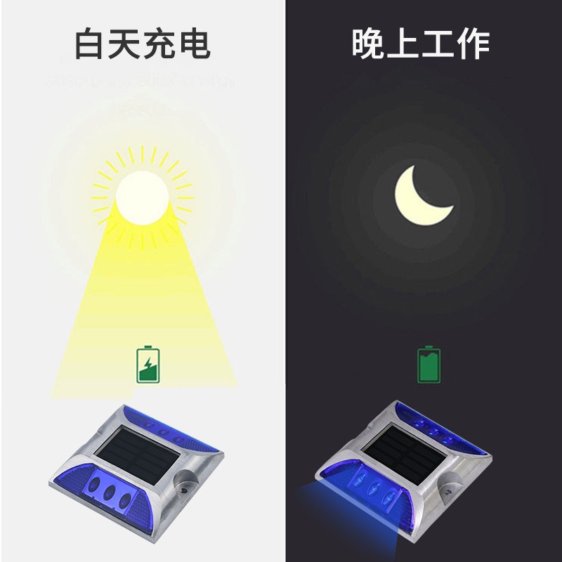 Description Picture 4 of item4 Pc Solar Spike Light Profile Label Led Highway Cast Aluminum Ground Buried Light Flash Road Warning Light
