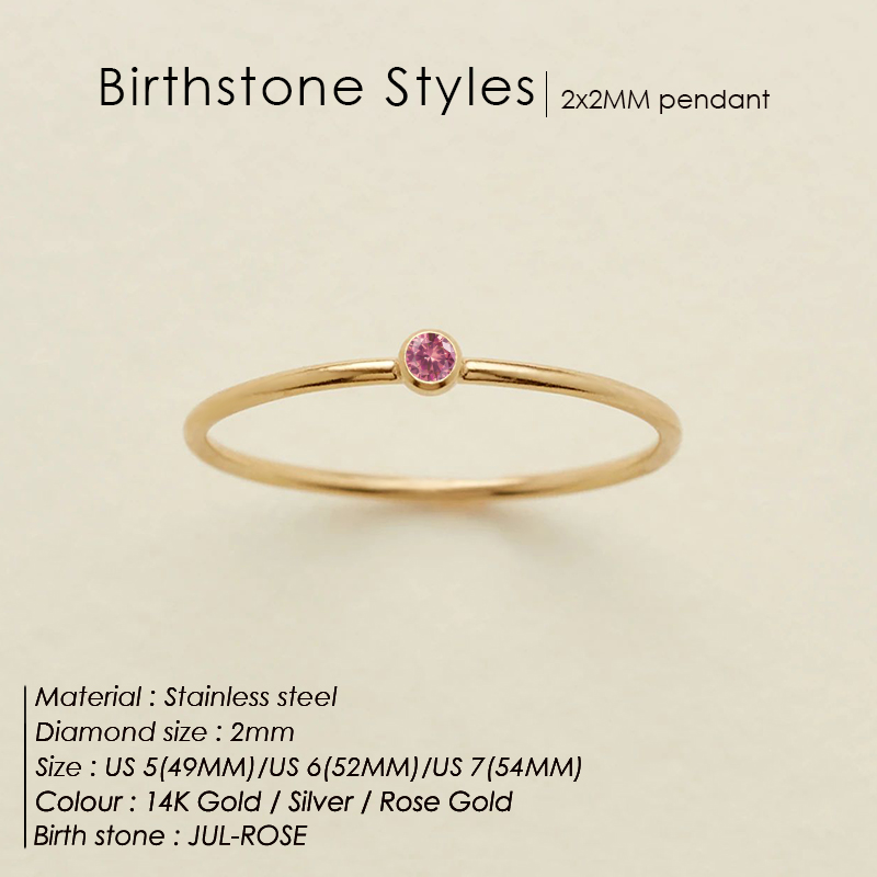 Damen-Ring mit Geburtsstein aus Edelstahl 316, goldene Farbe, schlichter modischer Stil für Frauen, Dezember, Festival, Party, Geschenk, Ringschmuck – Detail 16