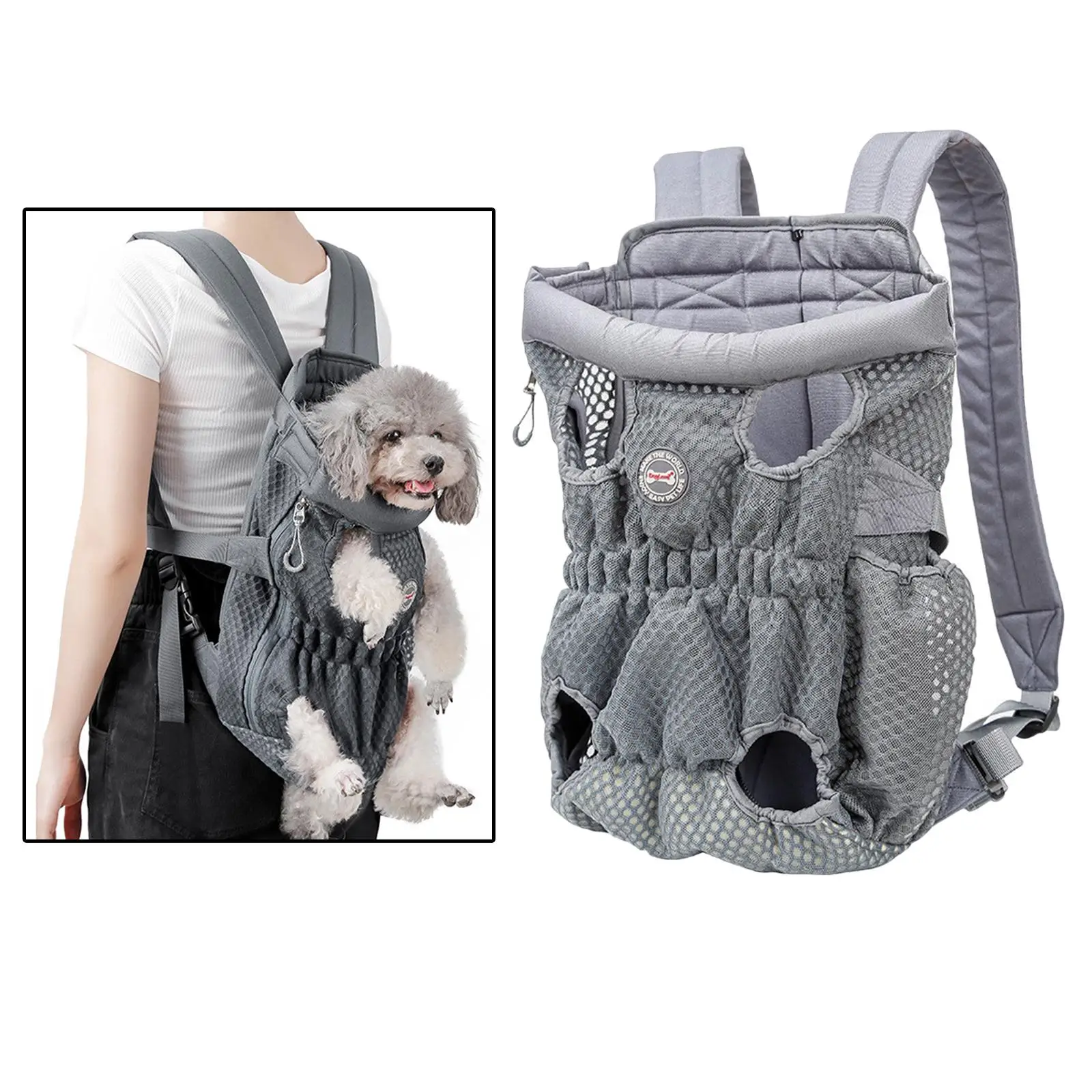 Pet Backpack Portable Adjustable Leg Out Front Back Travel Bag