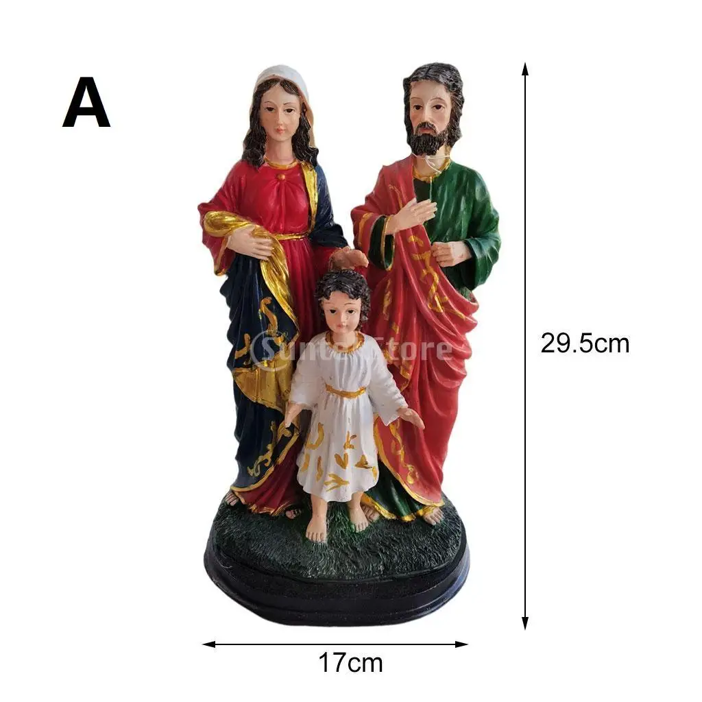 Holy Family Figurine Saint Joseph Virgin Mary Sculpture Nativity Figure for Holiday