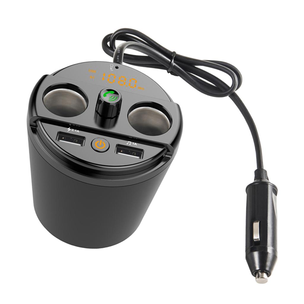 MagiDeal Car Bluetooth Cup Charger Hands Free Car 2 Port USB MP3 Player