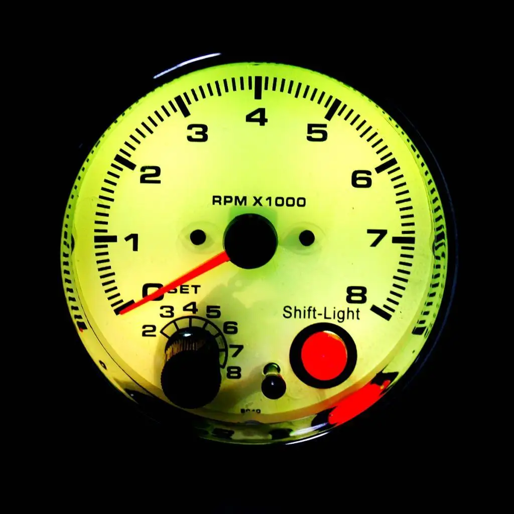 3.75`` White Face Tachometer Gauge with Light for Auto Car 95mm