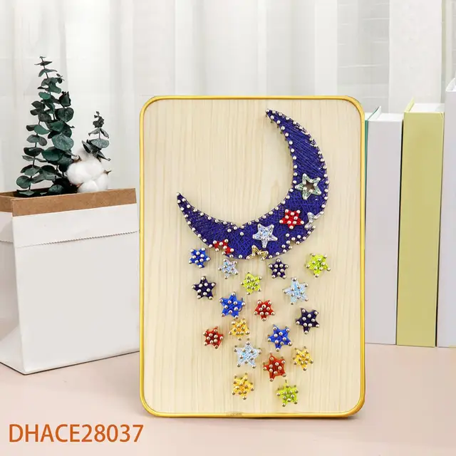 Crafts for Adults Kids Gifts Wood Chip Nail Winding Painting DIY