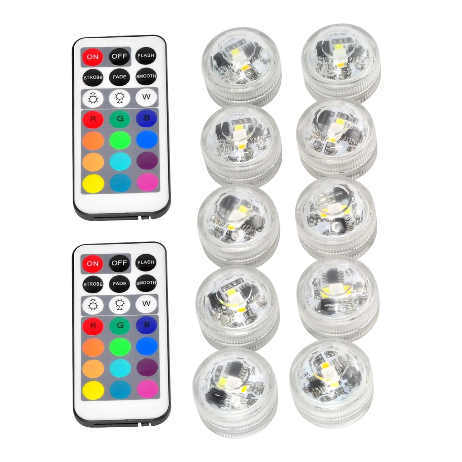 10Pcs LED Lights Submersible with Remote IP65 Party Hot Tub Fountains