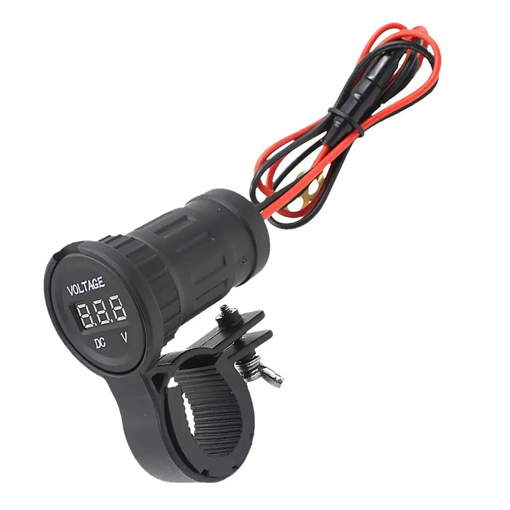Motorcycle Red LED Digital Waterproof Voltmeter  ATV 12V 10A Meter