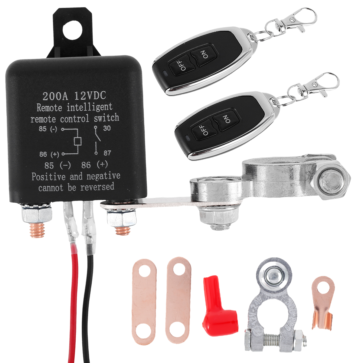 12-V-Batterie-Relaisschalter, Fernbedienung, Batterietrennschalter, Trennschalter, Diebstahlschutz, mit zwei Fernbedienungsschaltern – Detail 2