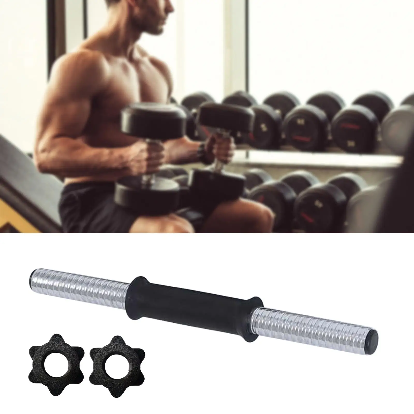 Dumbbell Bar Dumbbell Connecting Rod Fitness Attachment Nonslip Handle Bodybuilding for Muscle Building Weightlifting Workout