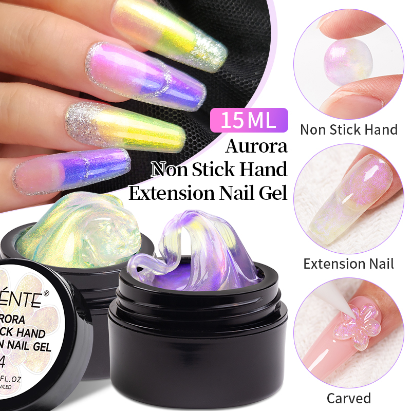 Best of 15ml Aurora Non Stick Hand Extension Nail Gel Polish Aurora Glitter Effect 3D Carving Manicure Semi-Permanant Nail Art Varnish Reviews & Tips