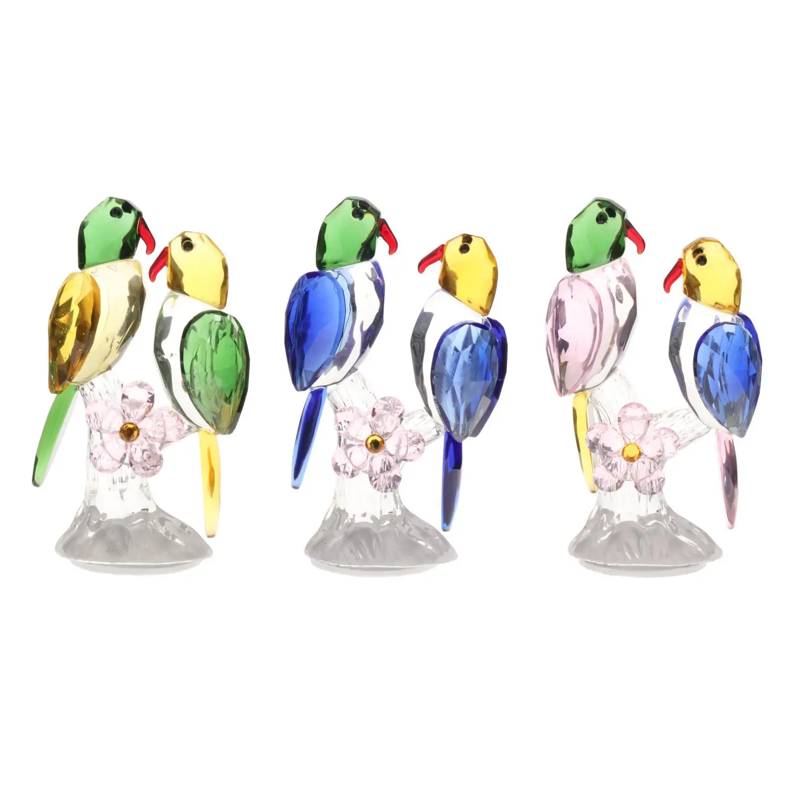 Modern Crystal Parrot Statue Bird Figurine Sculpture Animal Model Colorful for Shelf Bedroom Desktop Decor Housewarming Gift