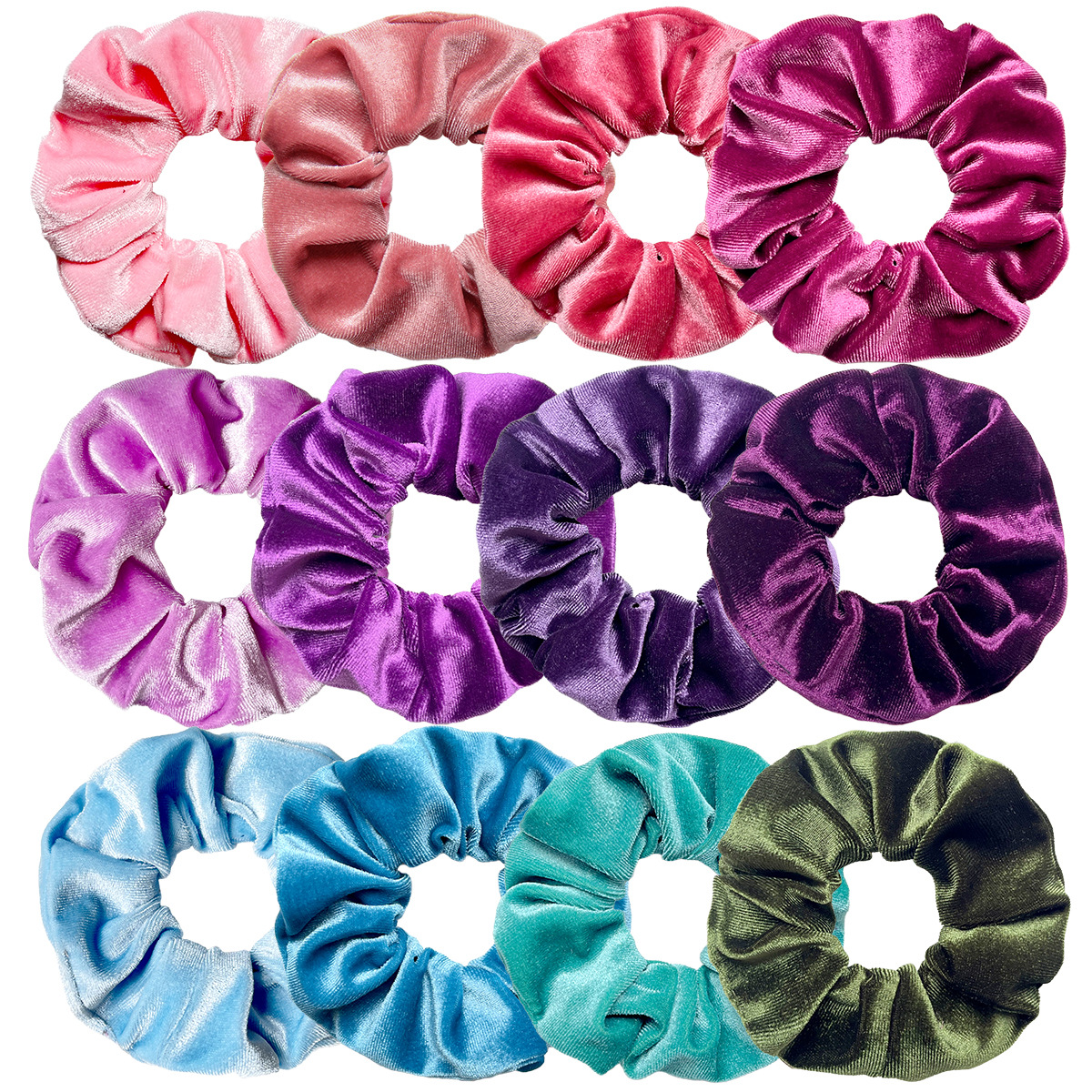 12 Stück Vintage Damen Rosa Samt Scrunchies Baby Mädchen Kopfbedeckung Weiß Schwarz Blau Grün Elastische Haarbänder Kinder Haarschmuck – Detail 16