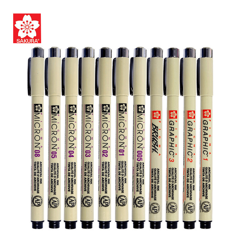 1 stücke Schwarz Tinte Japan Pigma MicronPen Wasserdichte Hand-Gezogen Design Skizze Nadel Stift Fineline Stift für Comic Schule kunst Liefert – Detail 2