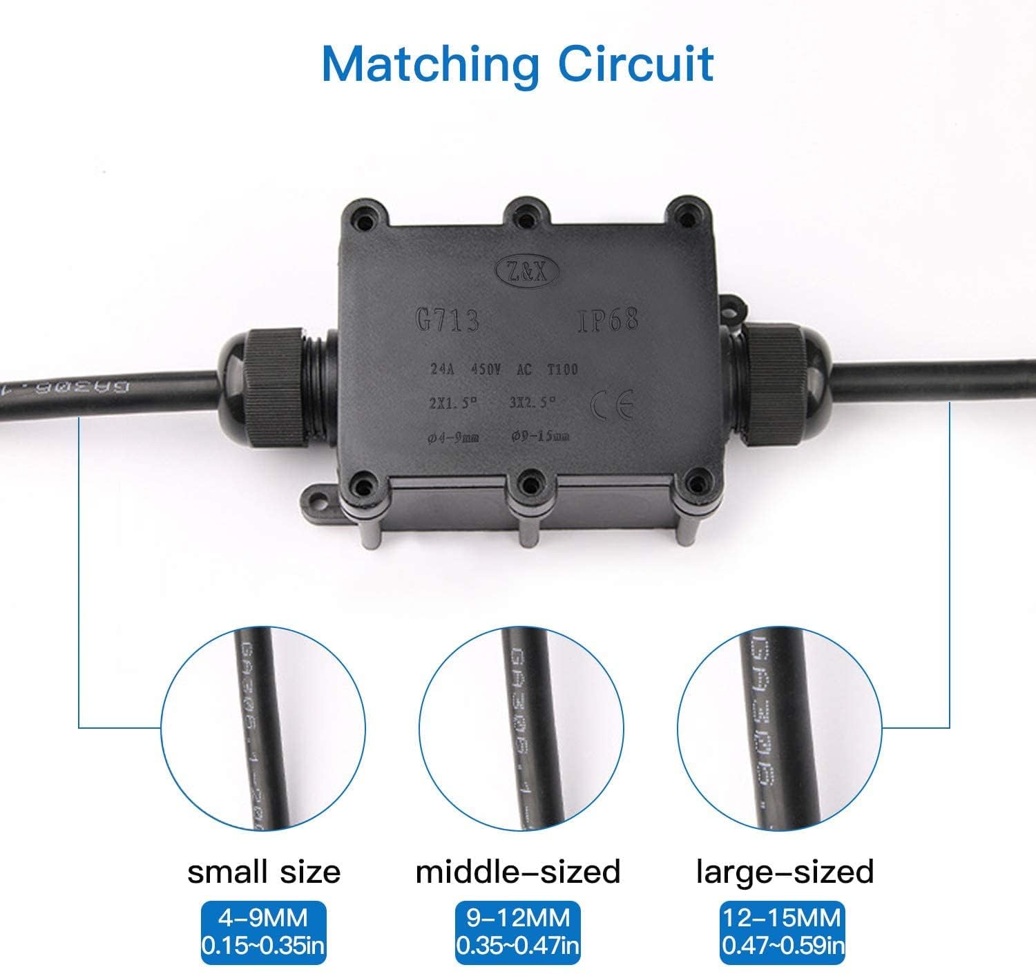 Description Picture 4 of itemWaterproof IP68 Underwater External 2Way 1IN1OUT Cable Connector Wire Range 5 to 15mm Outdoor Power Cord Electric Junction Box