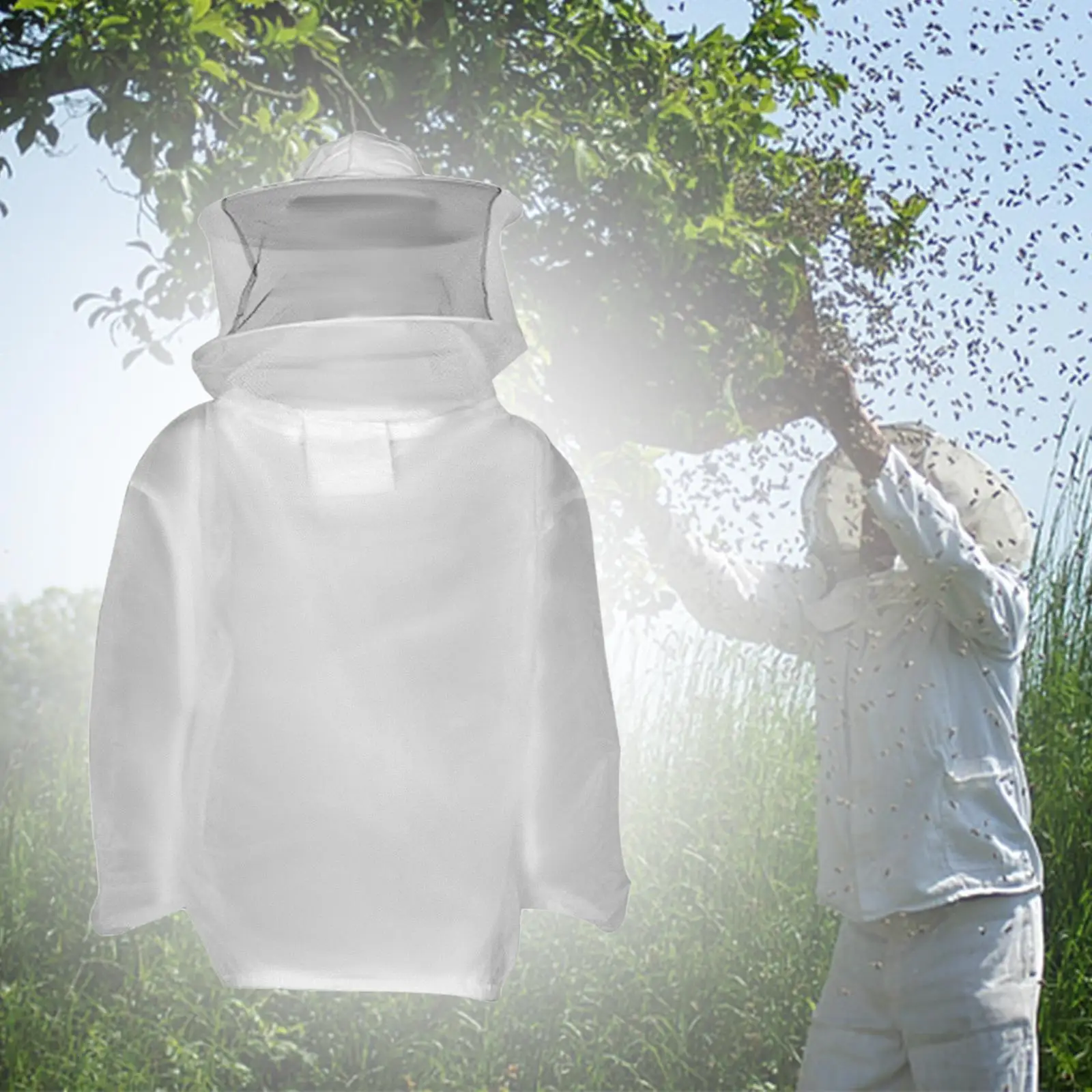 Bee Suit with Veil Hood Cotton Protective Equipment for Men Women Beekeeping Protective Suit for Commercial Beekeepers Beginner