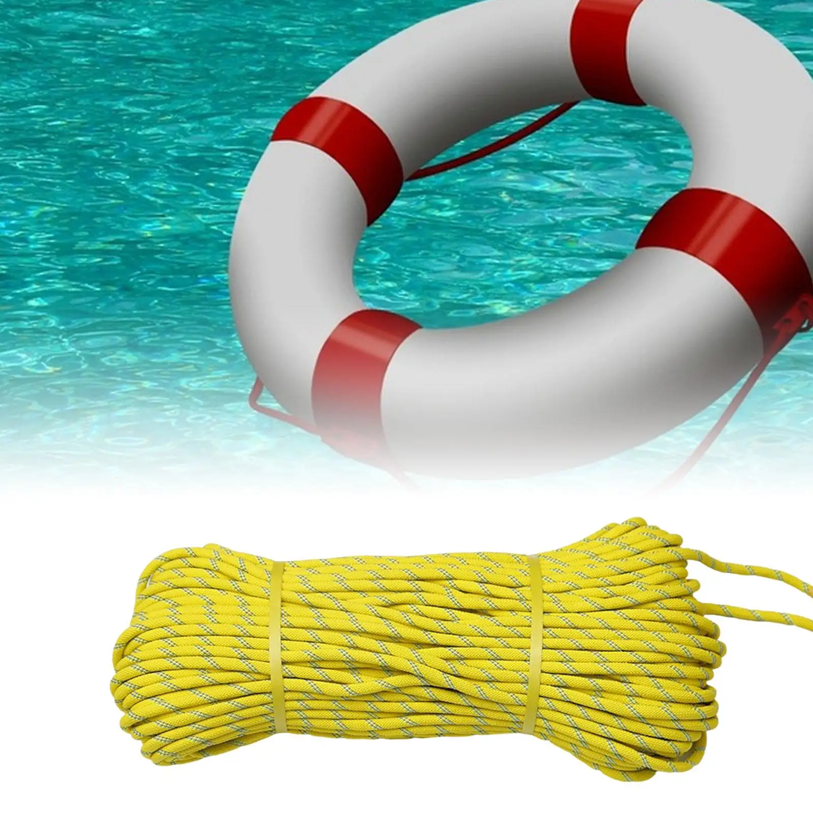 30M Water Floating Rope Equipment Flotation Device Throwing Line High Visibility Yellow Throw Rope for Swimming Yacht Sailing