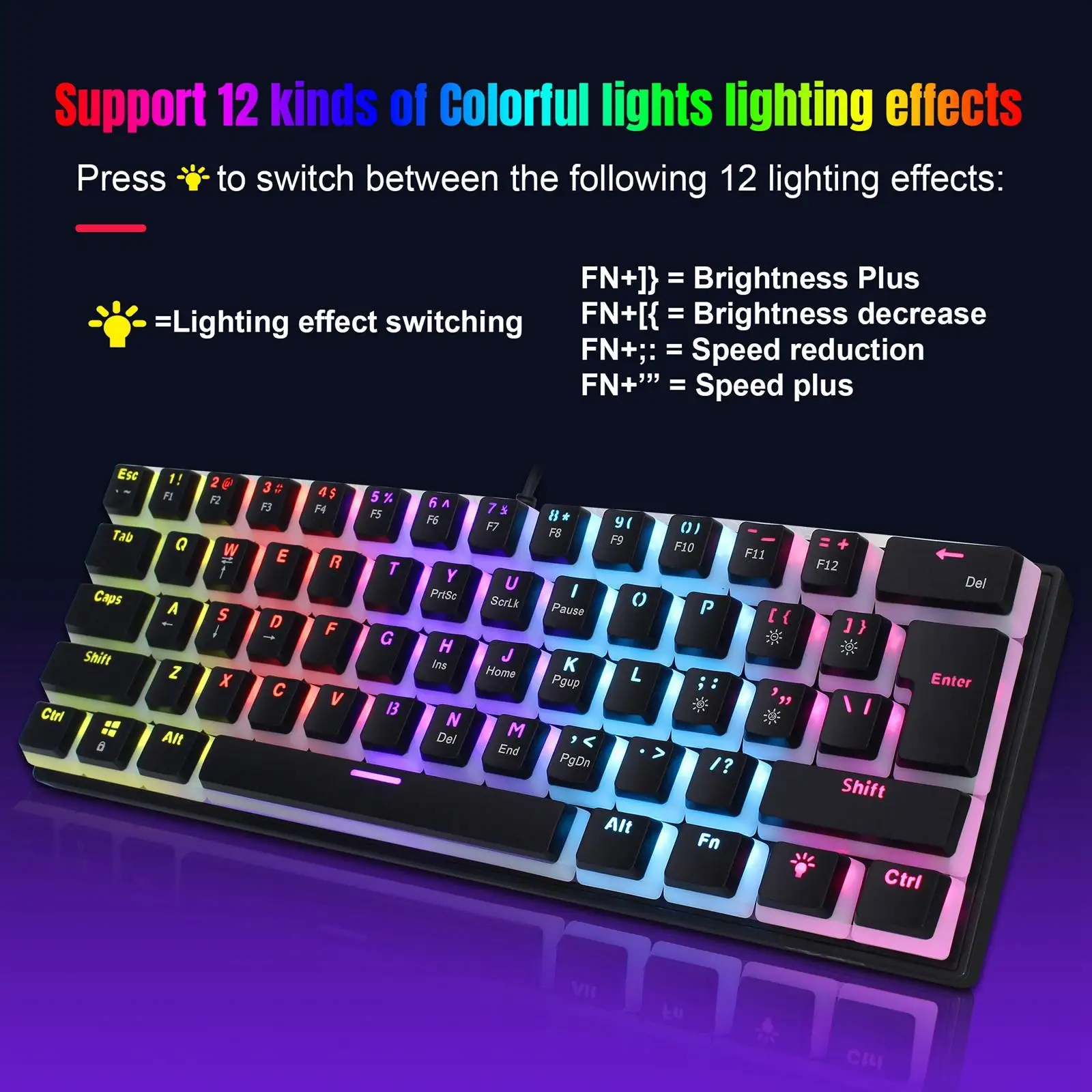 Compact Mechanical Gaming Keyboard Replaces Spill Resistant with Cable Waterproof Wired Keyboard USB Durable for Computer Gamer