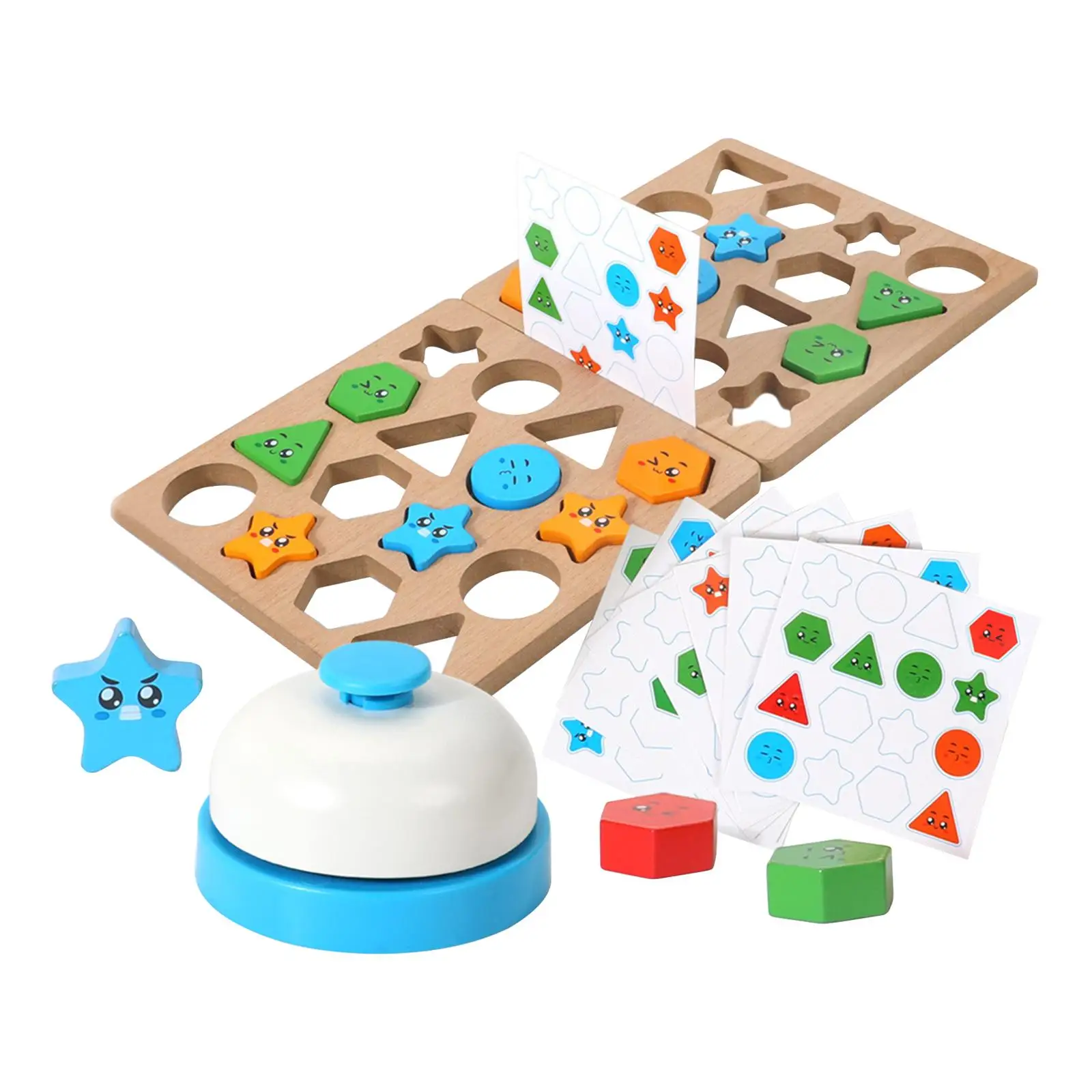 Wood Shape Sorting Geometric Stacker Blocks Developmental Educational Toys for Children