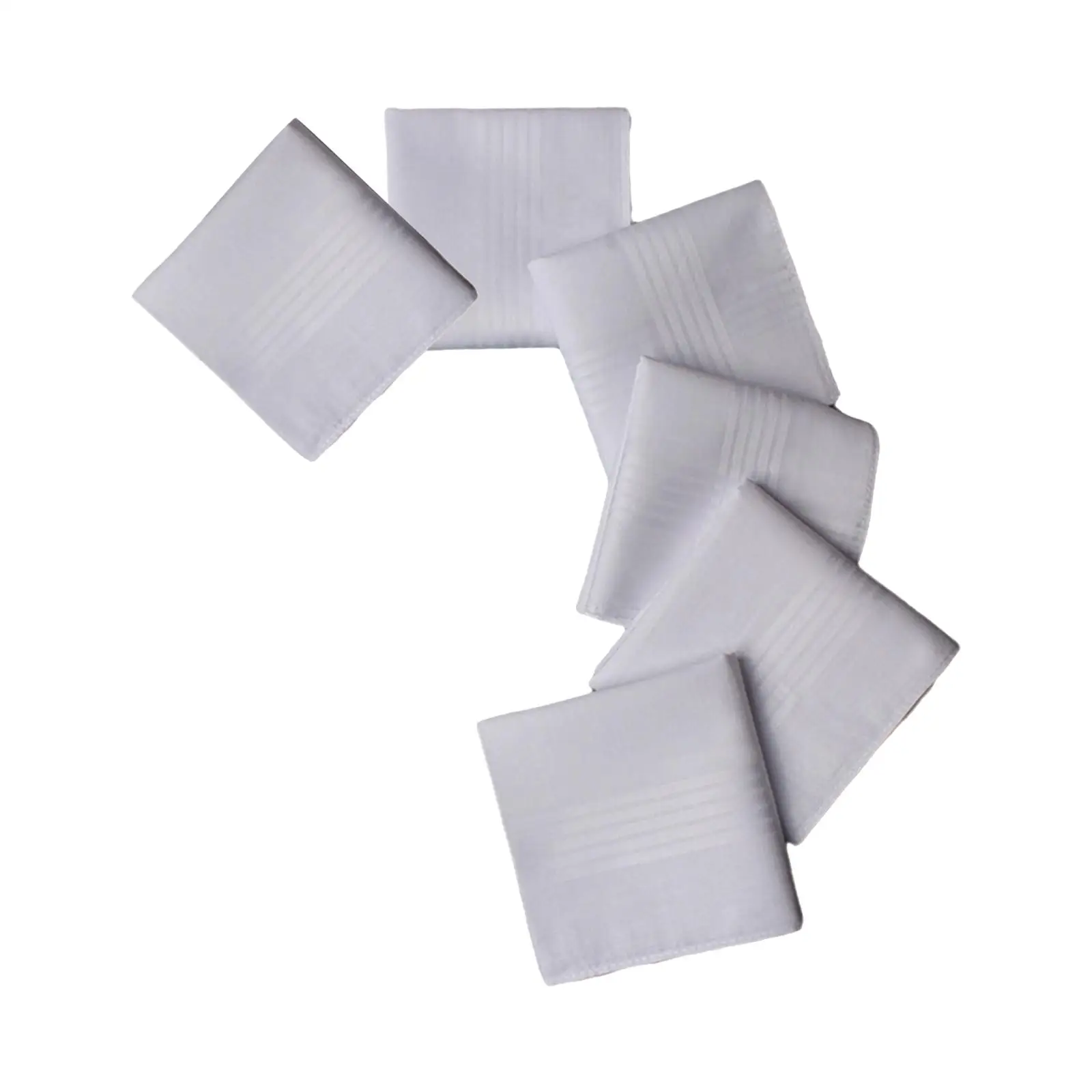 6Pcs Pure White Handkerchiefs Hankies Pocket Square for Gentlemen Grooms