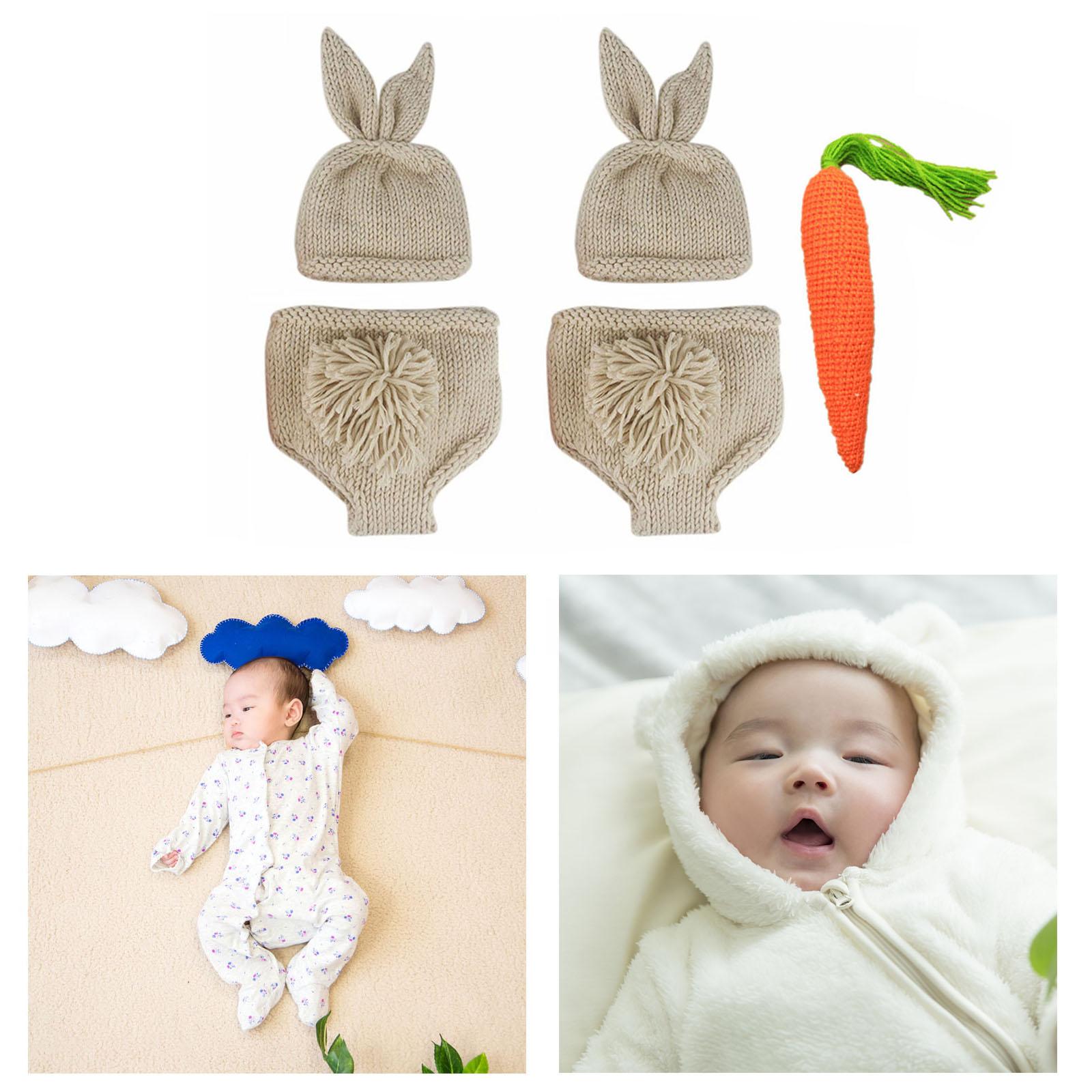 1 Set Newborn Baby Photoshoot Clothes Children`s Infant Princess Bunny Ear Hat Jumpsuit Photo Prop for Girls Boys 0-6 Months