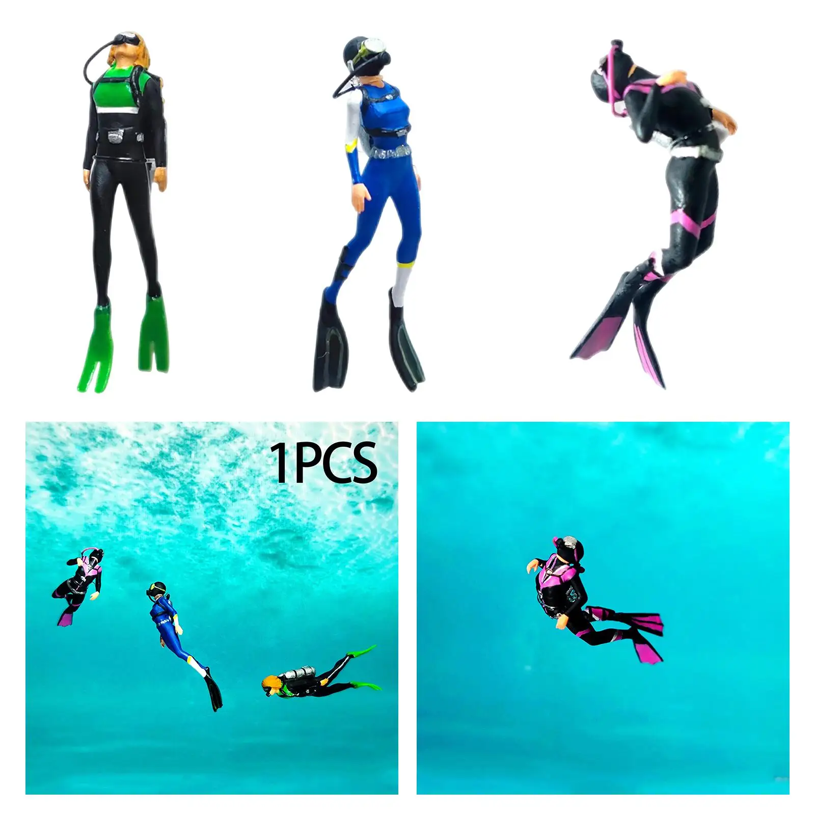 1/64 Action Figurines Miniature Collection Diving Character Model for Photography Props Diorama Scenery Landscape Accessories