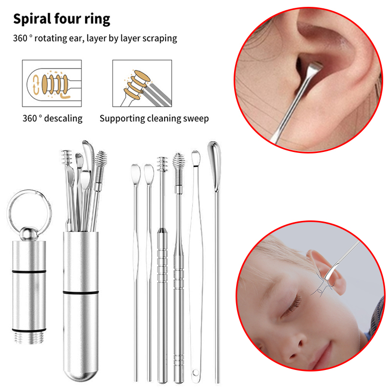 Best of 6pcs / set Stainless Steel Ear Picking Tool Ear Scoop Adult Spiral Ear Wax Picker Earpick Remover Cleaning Piercing Kit Cleaner Reviews & Tips