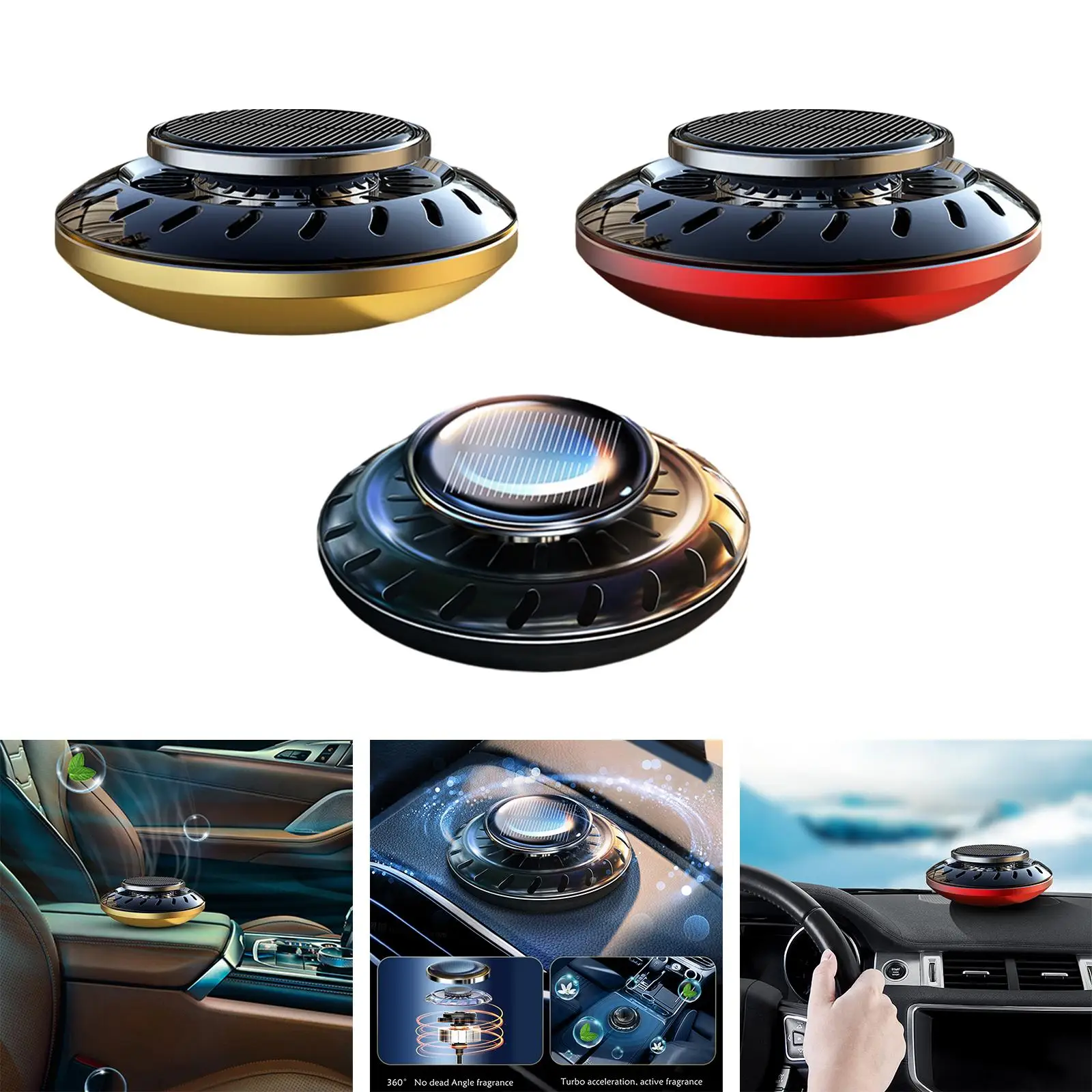 Portable Car Air Freshener Solar Powered Auto Rotating Aroma Diffuser for
