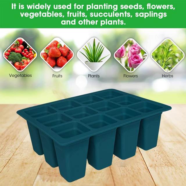 12 Grids Seeds Starting Tray with Drainage Holes Silicone Stackable  Biodegradable Nursery Pots for Vegetable Herb Flower Seeds - AliExpress