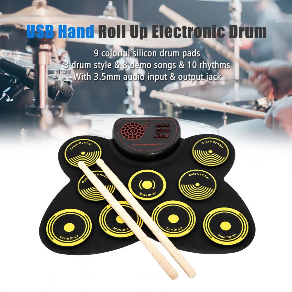 Title 7, Portable Drum Set Built-in Stereo Speaker Silic...