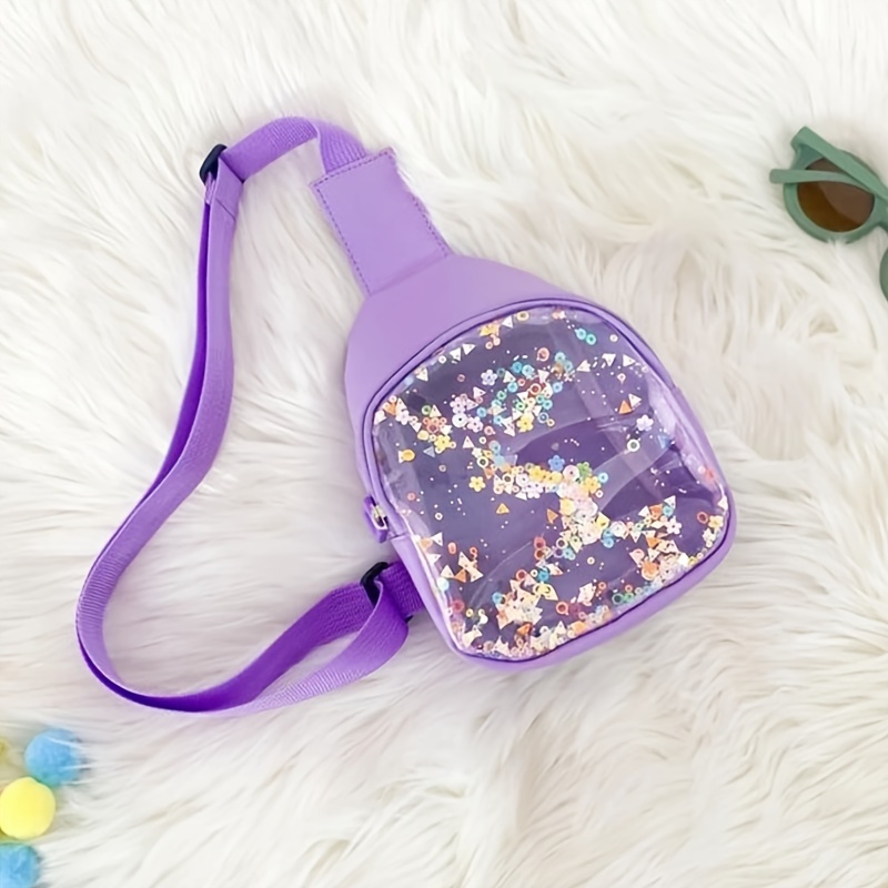 Baby Mädchen niedlich bunte transparente Pailletten Hüft tasche schöne Kinder Reiß verschluss Umhängetasche verstellbare Träger Umhängetaschen – Detail 6