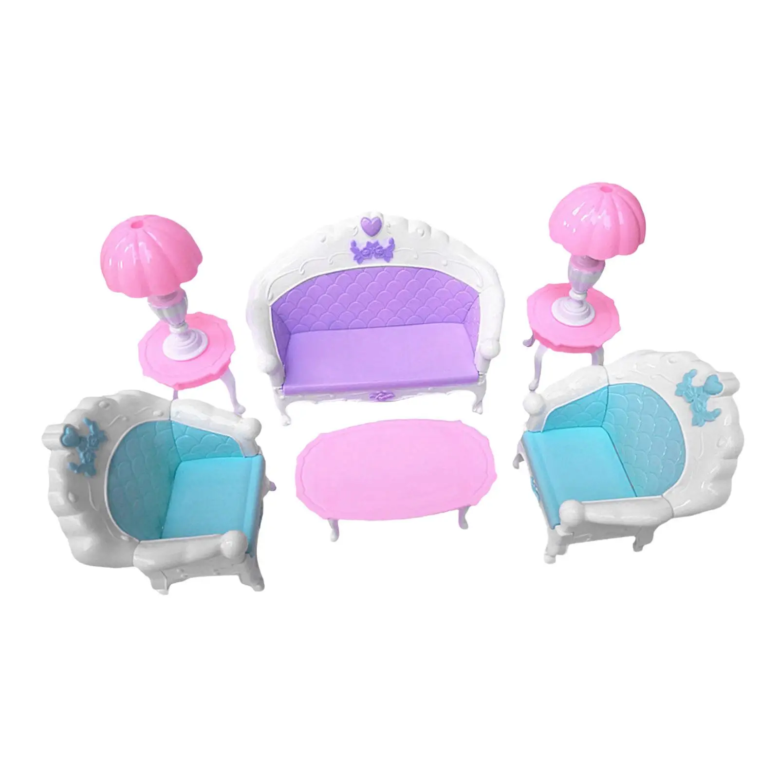 Doll Furniture Mini Simulation Role Play Dollhouse Ornament Dollhouse Living Room Miniature Sofa and Table for Doll DIY Scene