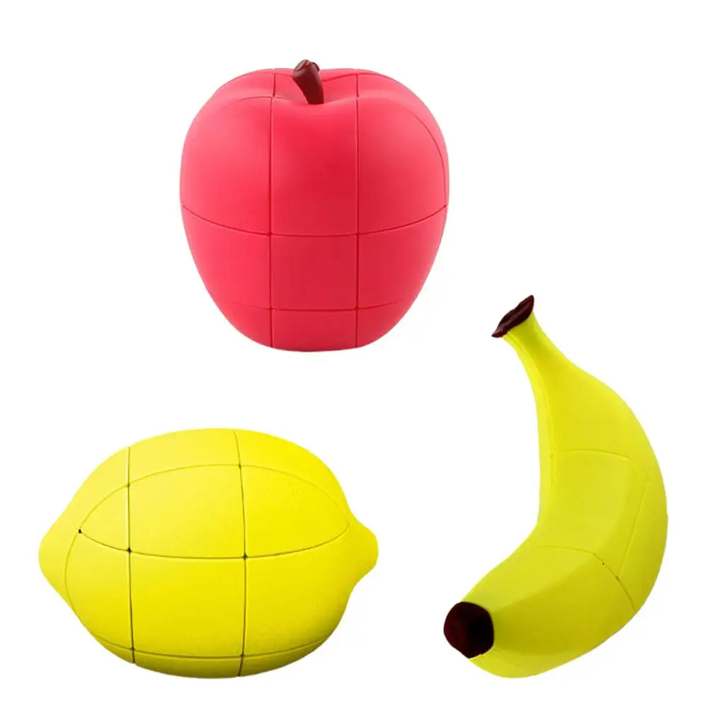 3pcs 3x3x3 2x2x3 Stickerless Apple Banana Lemon  Fruit Shaped Puzzles