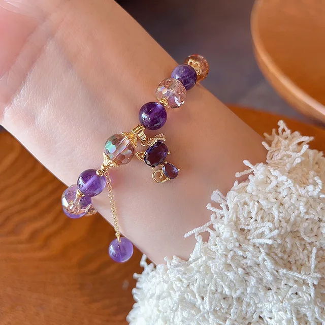 Amethyst Bracelet - Free Sized Strechable Beads Bracelet for Women and –  Coquelicot By Komal