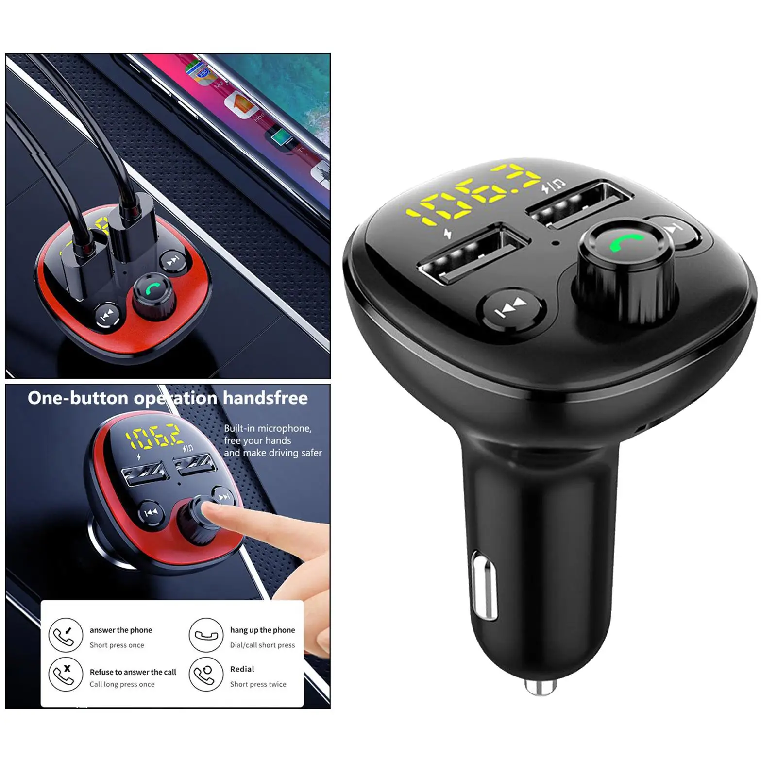 Car FM Bluetooth Handsfree TF MP3 Player 3.1A USB Charger Practical Car Vehicle Accessaries