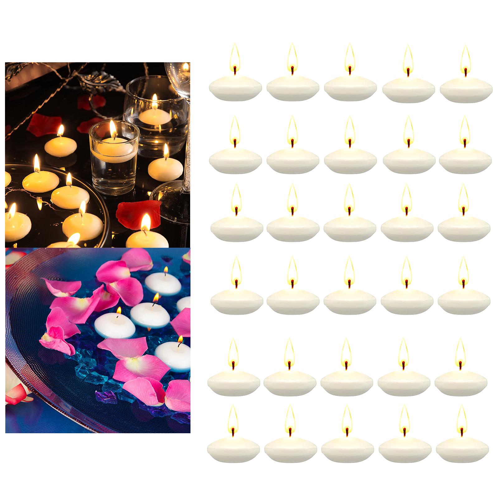 30Pcs Romantic Unscented Floating Candles DIY Round Decor Party Supplies for Dinners Anniversary Weddings Valentines Events